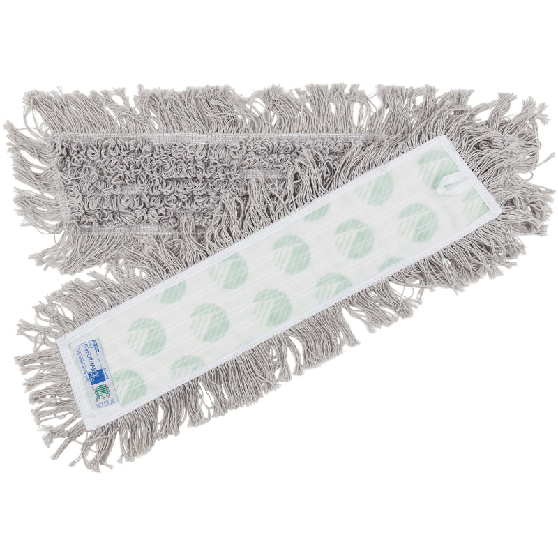 Moppe Velcro Mop 60cm Svanemærket med Frynser Grå Tør/Våd til trægulve/linoleum,1 stk