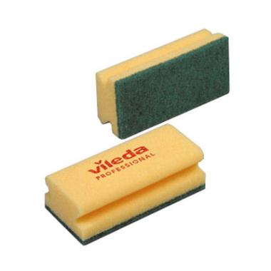 Skuresvamp Vileda High Foam 7x15cm 10stk med greb Grøn,10 stk/pk