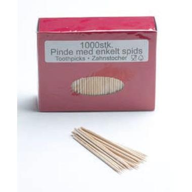 Tandstik 80 mm Spids i begge ender Løs i Æske Træ,1000 stk/pk