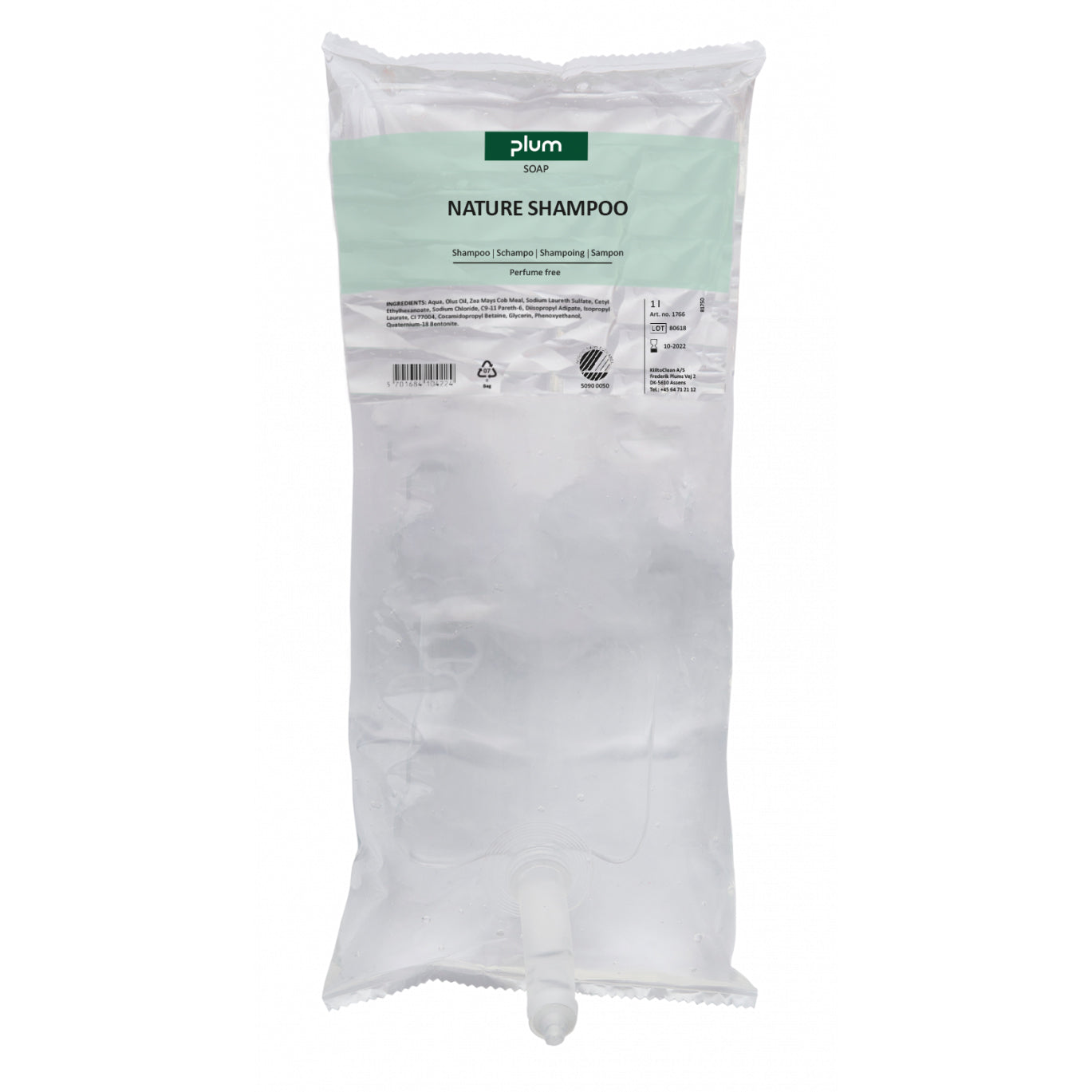 Shampoo Plum Nature 1ltr Svanemærket uden Parfume til CombiPlum Disp.,1 ltr/ps