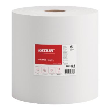 Aftørringsrulle Industri Katrin Plus 1-lag Ø38.5cm B23cmxL1230m Nyfiber Hvid,1 rl