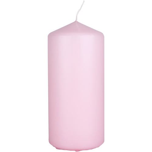 Bloklys Ø7xH15cm brændetid 65 timer parrafin soft pink,12 stk/krt
