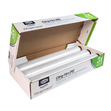 Film Wrapmaster Uperforeret B45cmxL300m 7my PE Klar,3 stk/krt