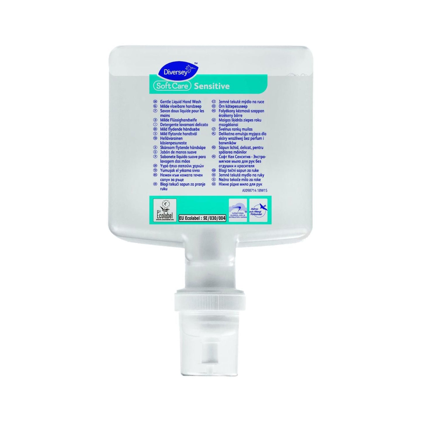 Håndsæbe Flydende Soft Care Sensitive 1,3ltr uden Parfume/Farve Svanemærket,4 stk x 1.3 ltr/krt