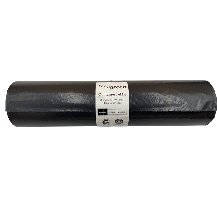 Containersæk KeepGreen 180ltr B1150xL1400mm 40my Standard Sort,12 rl x 10 stk/krt