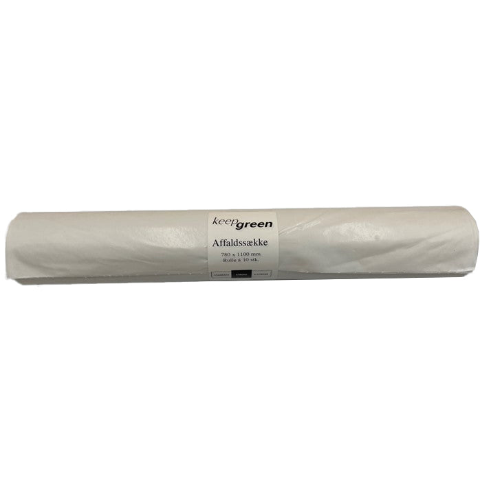 Sæk KeepGreen 110ltr B780xL1100mm 55my Strong Hvid,12 rl x 10 stk/krt