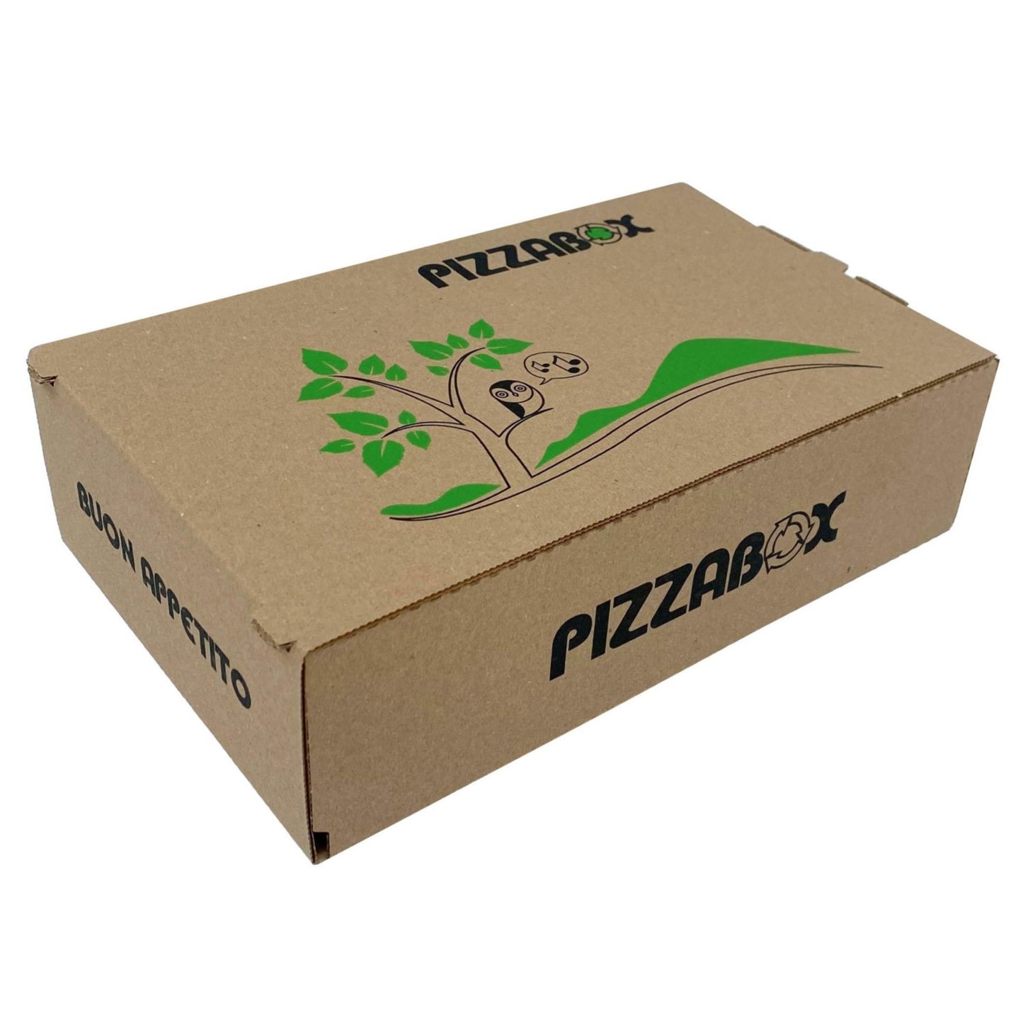 Pizzaæske TWK/242/E Calzone L27xB16xH7cm brun med tryk Pizzabox,100 stk/krt
