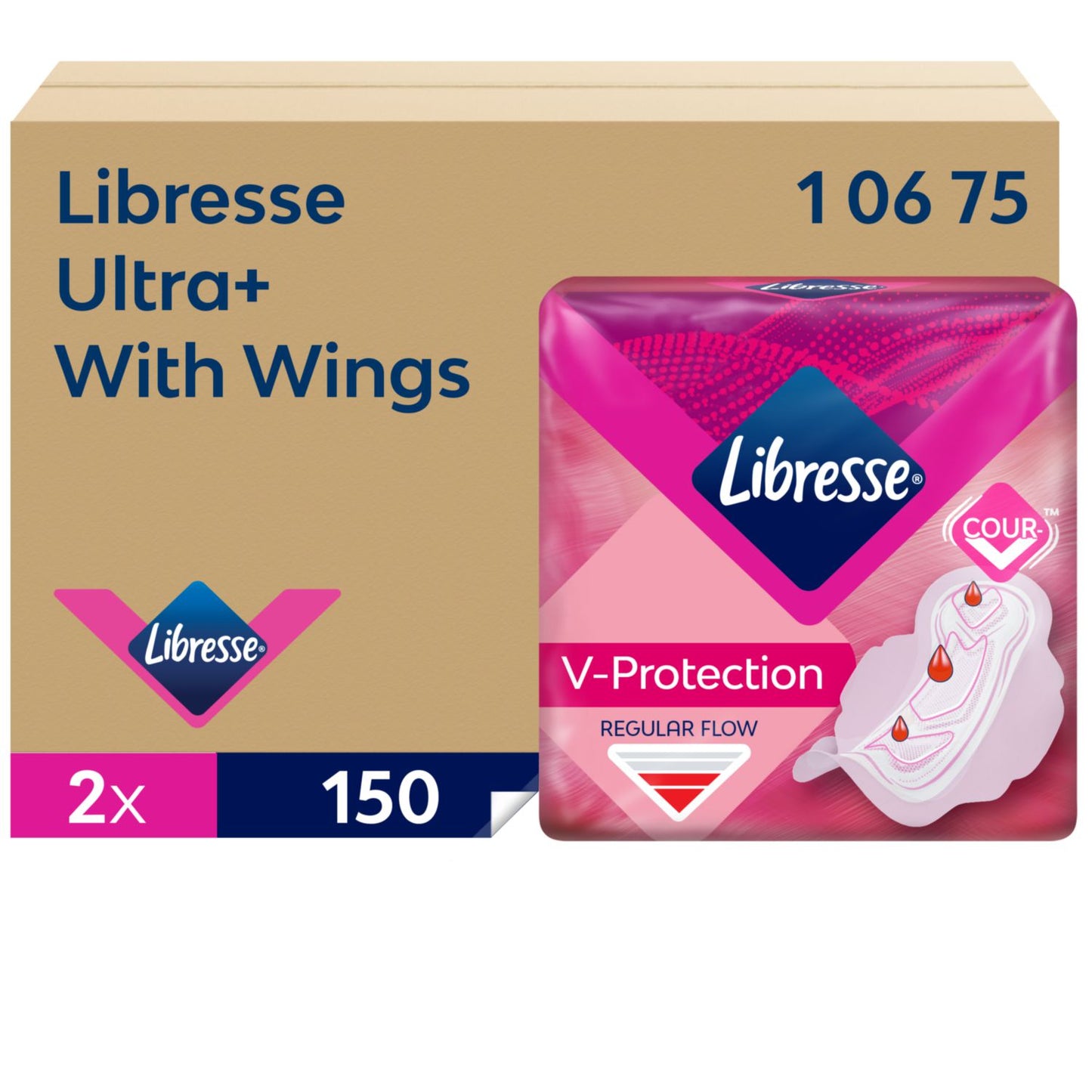 Bind Libresse Ultra+ Wing dispenser refill uden parfume hvid 2x150stk,2 pk x 150 stk/krt