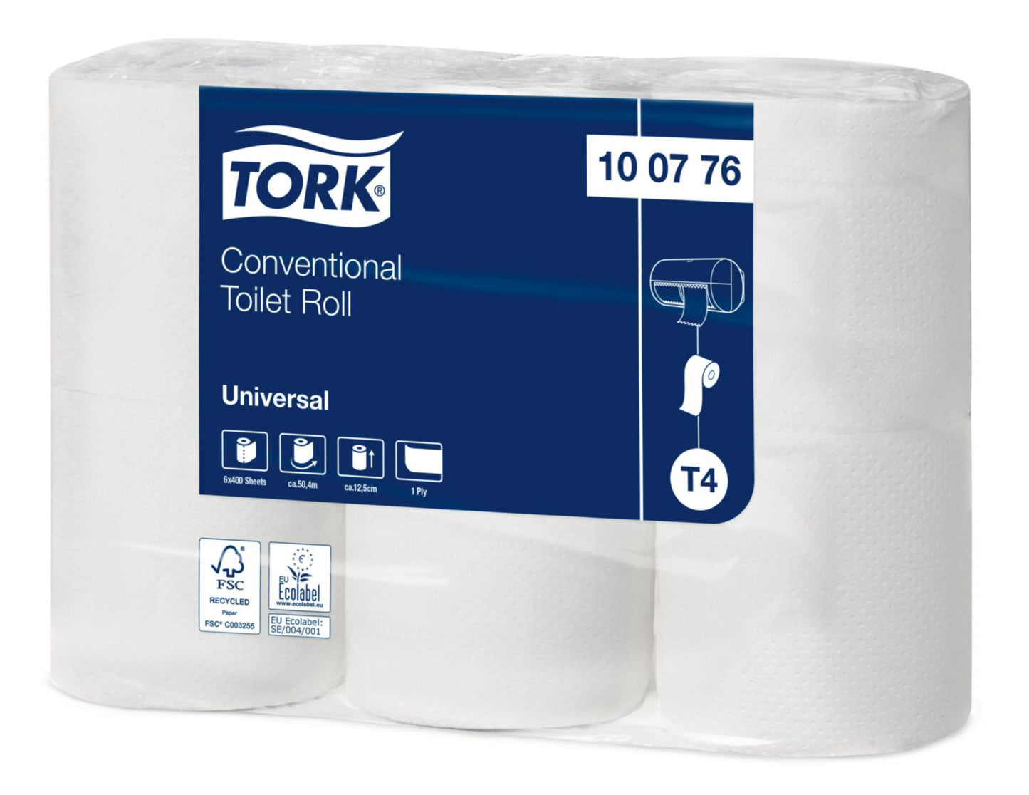 Toiletpapir Tork Universal T4 Ø10,4cm 50,4m 1-lags hvid,8 pk x 6 rl/krt