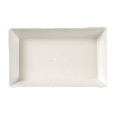 Bakke Platte Atlas L10xB6xH1.6cm bagasse af sukkerrør hvid,8 pk x 50 stk/krt