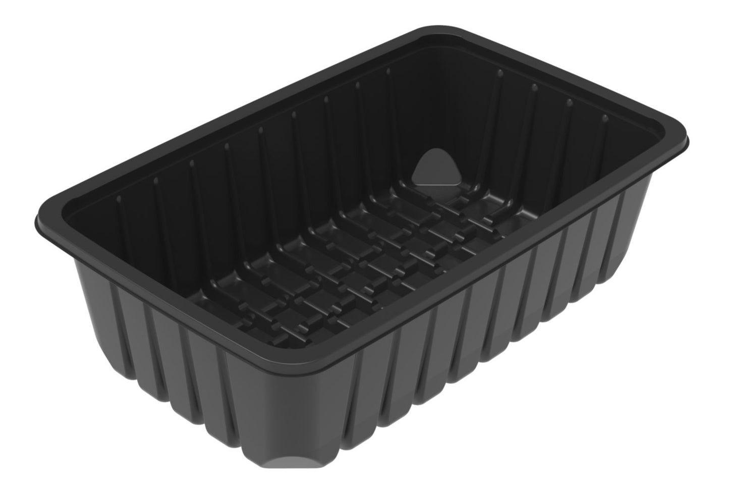 Plastbakke K81-75S Rektangulær 2220ml L26.06xB15.96xH7.38cm 850 my PP sort,252 stk/krt