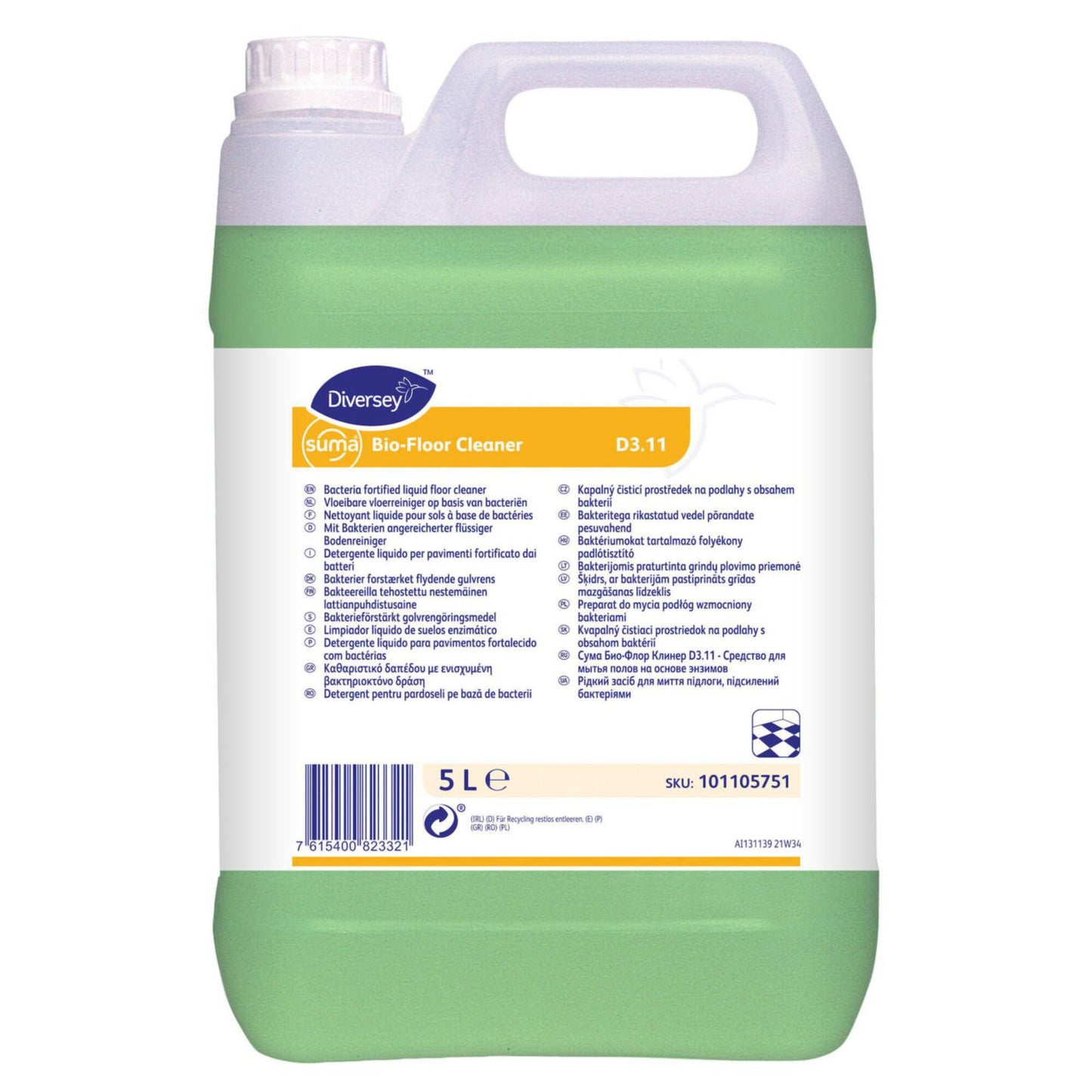 Gulvrengøring Suma Bio-Floor Cleaner D3.11 5ltr u Parfume Manuel t. fliser/vinyl,2 dnk x 5 ltr/krt