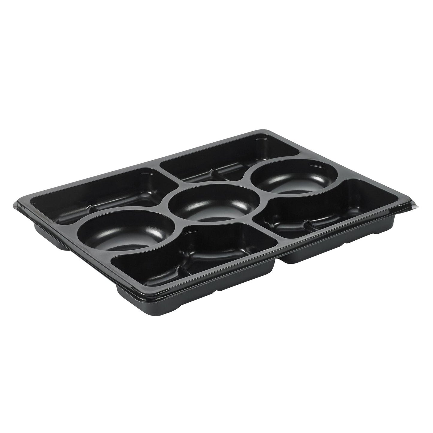 Bakke Zen Tapas 7-rum Rektangulær 1518ml L320xB250xH33mm RPET Sort,2 ps x 60 stk/krt
