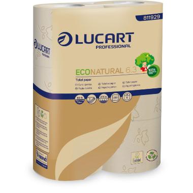 Toiletpapir Lucart Professional Econatural 6,3 Ø12.0cmx27,5m 3-lags med hylse,5 pk x 6 stk/krt