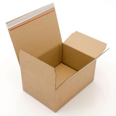 Papkasse L380xB285xH285/245/205mm med Easy open Peal & Seal brun,1 stk