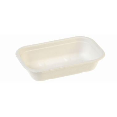 Bakke Rektangulær 1000ml L22.9xB15.3xH5.7cm Bagasse Bionedbrydelig Hvid,2 ps x 125 stk/krt