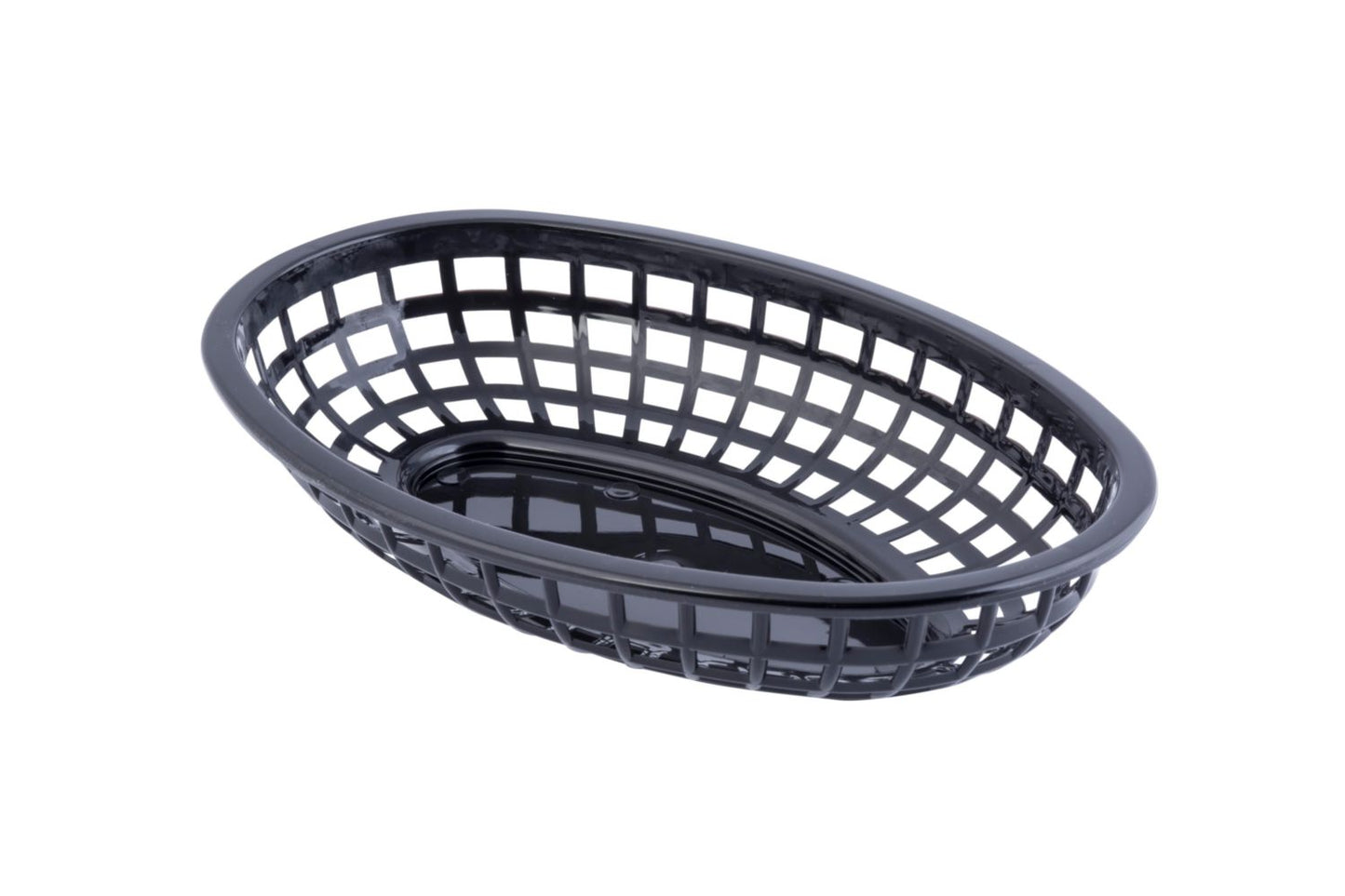Kurv oval L23.5xB15.5xH5cm plast Sort,36 stk/krt