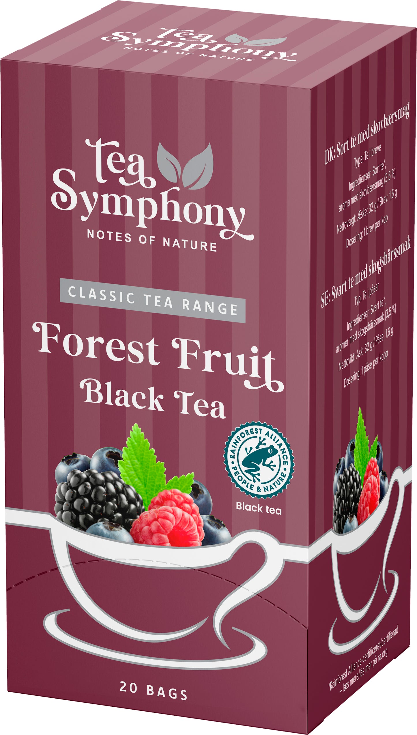 Te Sort Tea Symphony Forest Fruit Black Tea 20 breve Rainforest Alliance Skovbær,6 pk x 20 stk/krt