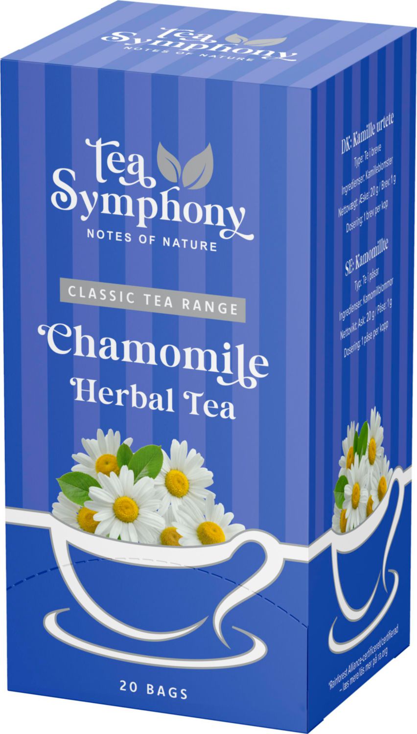 Te Grøn Tea Symphony Chamomile Herbal Tea 20 breve Rainforest Alliance Kamille,6 pk x 20 stk/krt