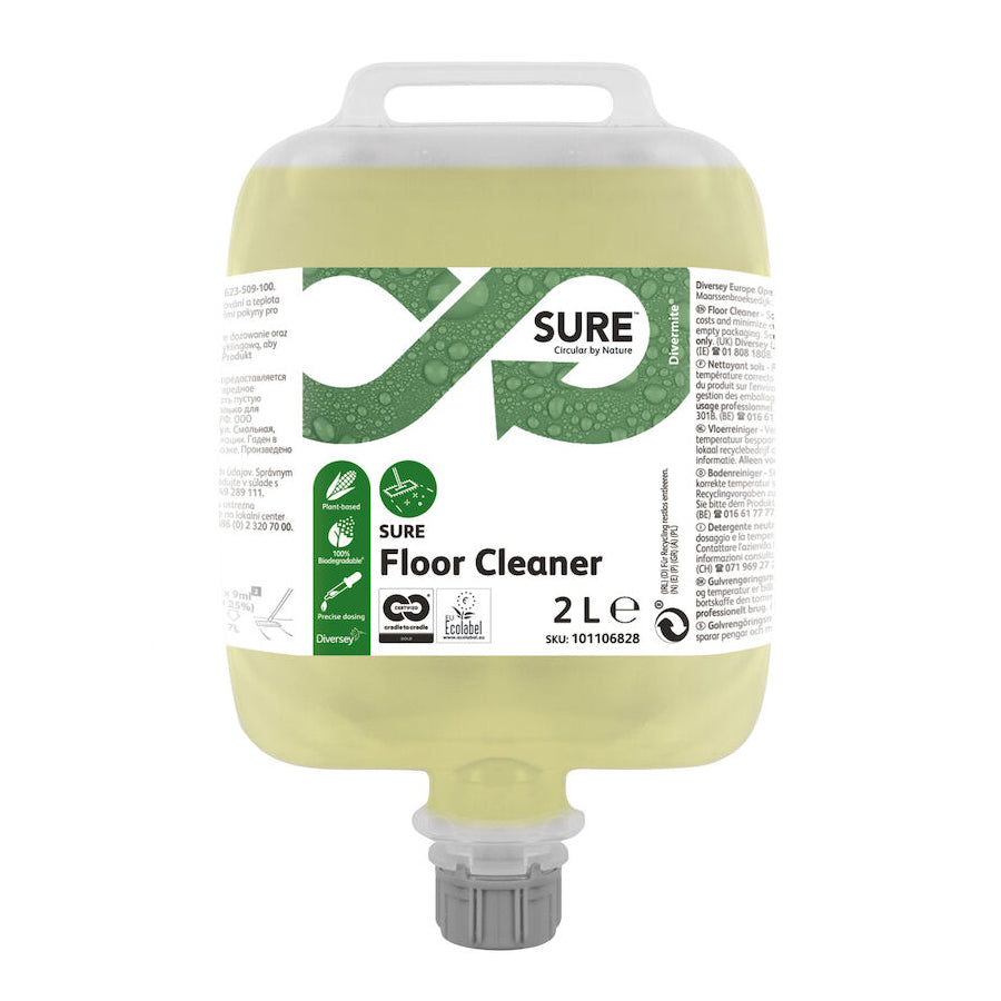 Gulvrengøring Sure Floor Cleaner ID 1.5ltr Ecolabel uden Parfume Manuel/Maskine,2 ps x 1.5 ltr/krt