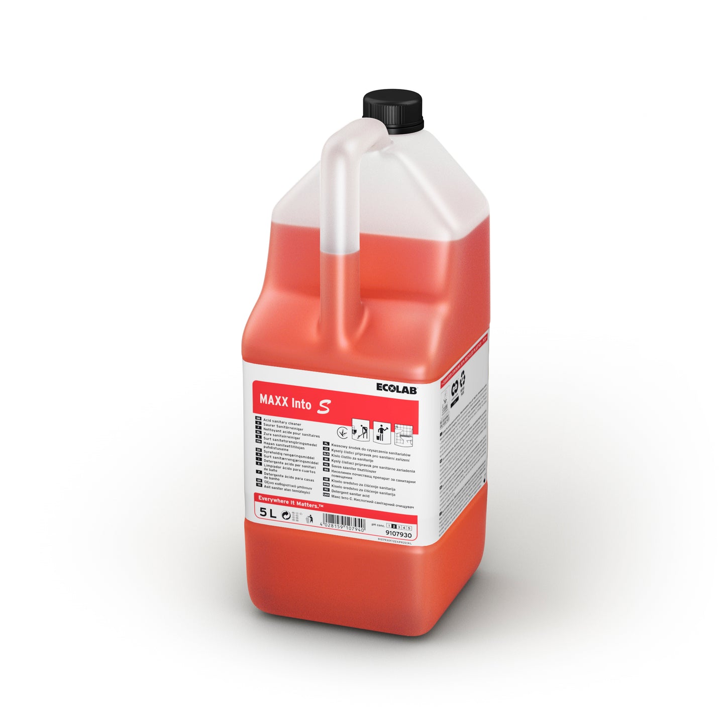 Sanitetsrengøring flydende Maxx Into S 5ltr Ecolabel komb. syre/gel afkalkende,5 ltr/dnk