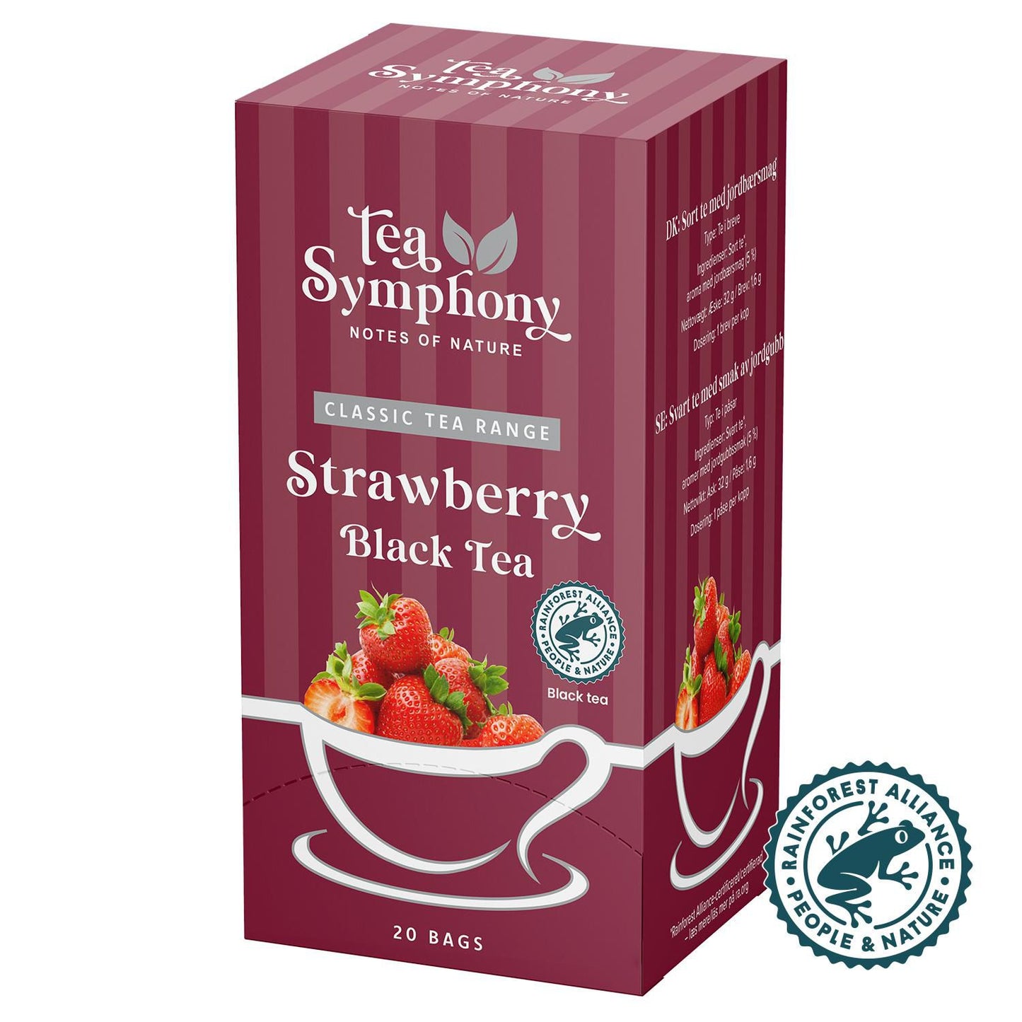 Te Sort Tea Symphony Strawberry Black Tea 20 breve Rainforest Alliance Jordbær,6 pk x 20 stk/krt