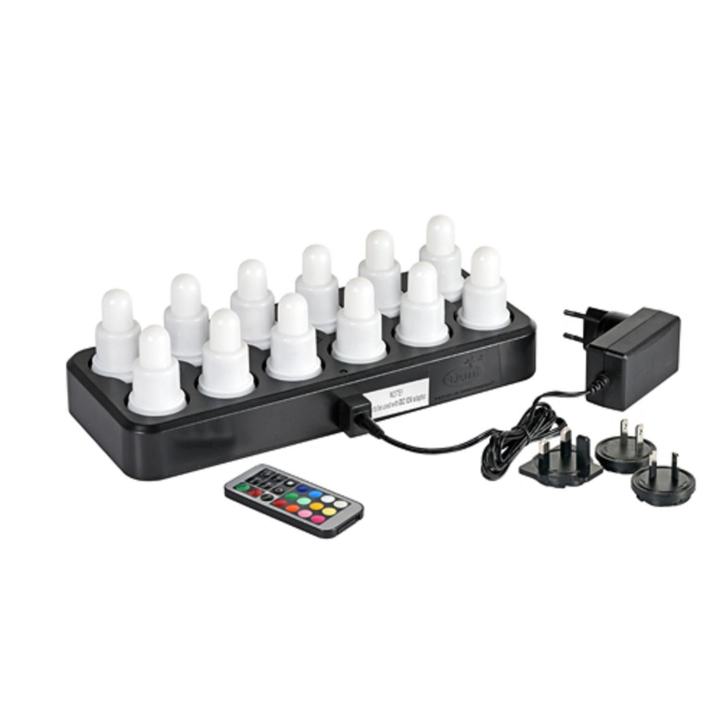 LED Lys Multi Farve Varm Hvid Kold Hvid B40xH70mm med Fjernbetjening,12 stk/krt