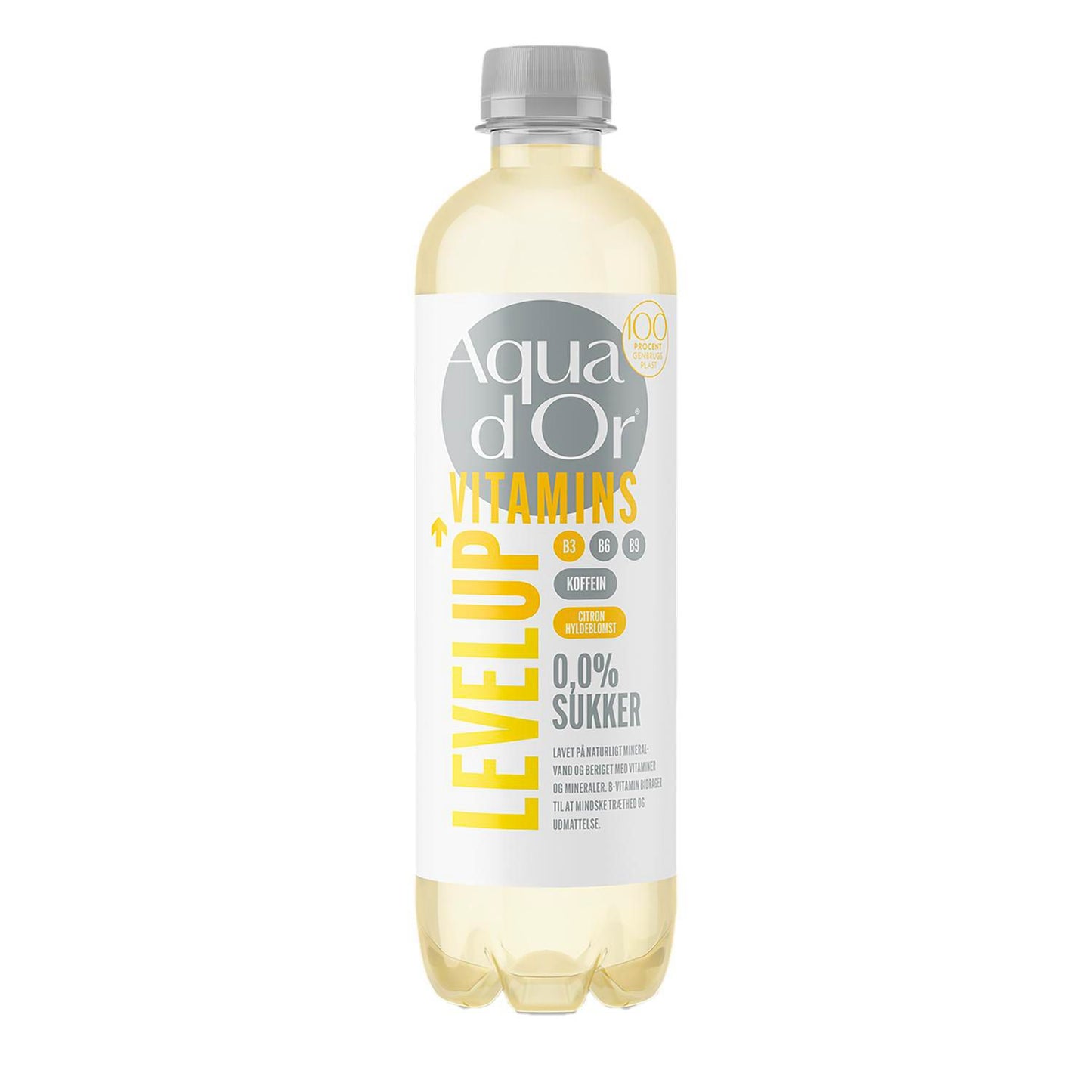 Mineralvand Aqua d'Or Vitamins Level Up Citron/Hyldeblomst 0.5ltr RPET uden brus,12 fl x 0.5 ltr/pk