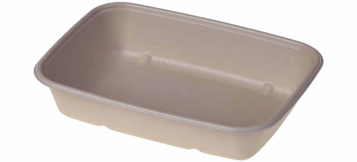 Bakke 900ml L230xB165xH47mm Bagasse Biocoated Bionedbrydelig Natur,3 ps x 100 stk/krt