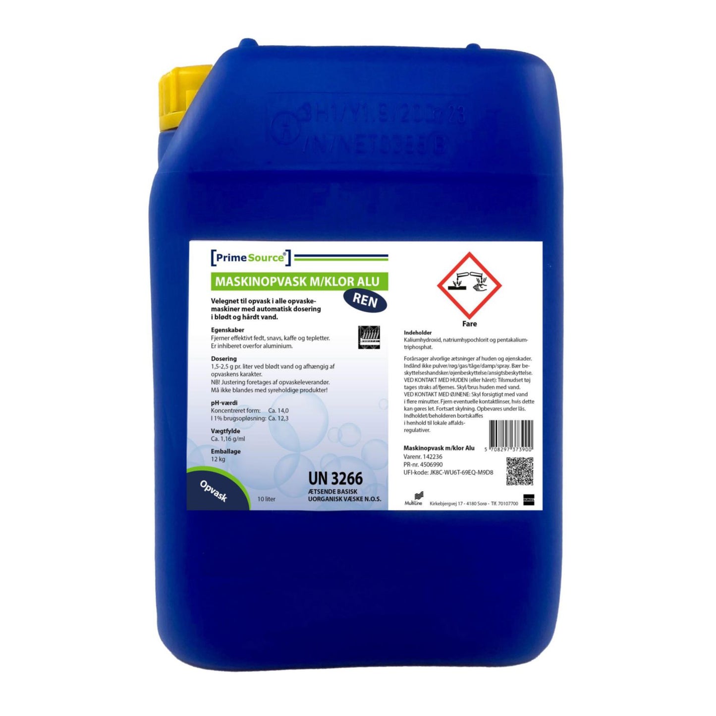 Maskinopvask Flydende Prime Source Ren Alu 10ltr med Klor til alu,10 ltr/dnk