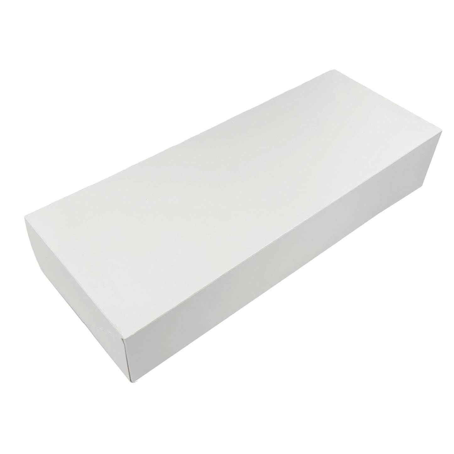 Kageæske hængslet låg L400xB155xH80mm pap uden rude hvid,100 stk/krt