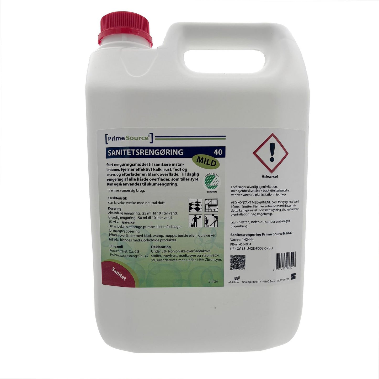Sanitetsrengøring Sur Prime Source Mild 40 5ltr Svanemærket uden Farve/Parfume,5 ltr/dnk