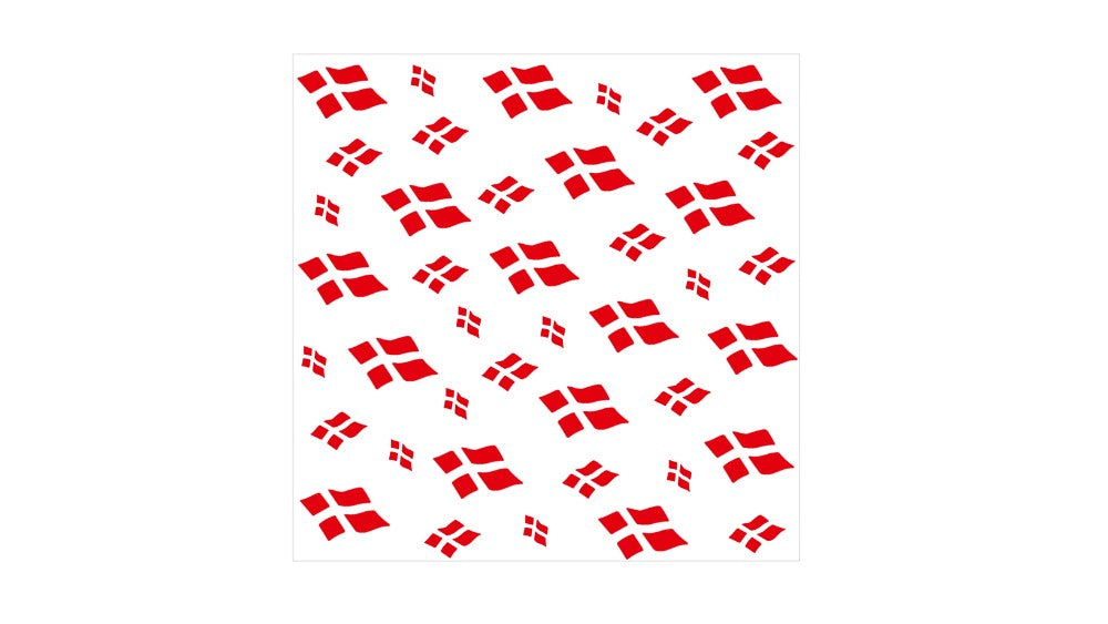 Serviet 3-Lag 33x33cm Med Danske Flag Hvid,50 stk/pk
