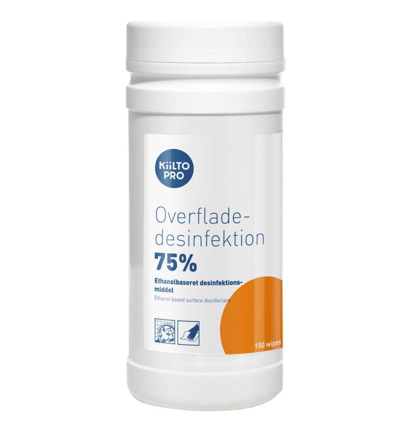 Desinfektion Serviet Kiilto Pro Overfladedesinfektion 75% 20x20cm Fødevaregodk,150 stk/ds