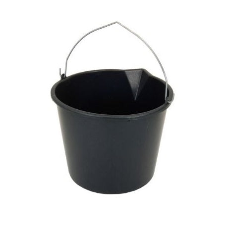 Spand 12ltr Rund Plast/Stål med Hank Sort,10 stk/krt