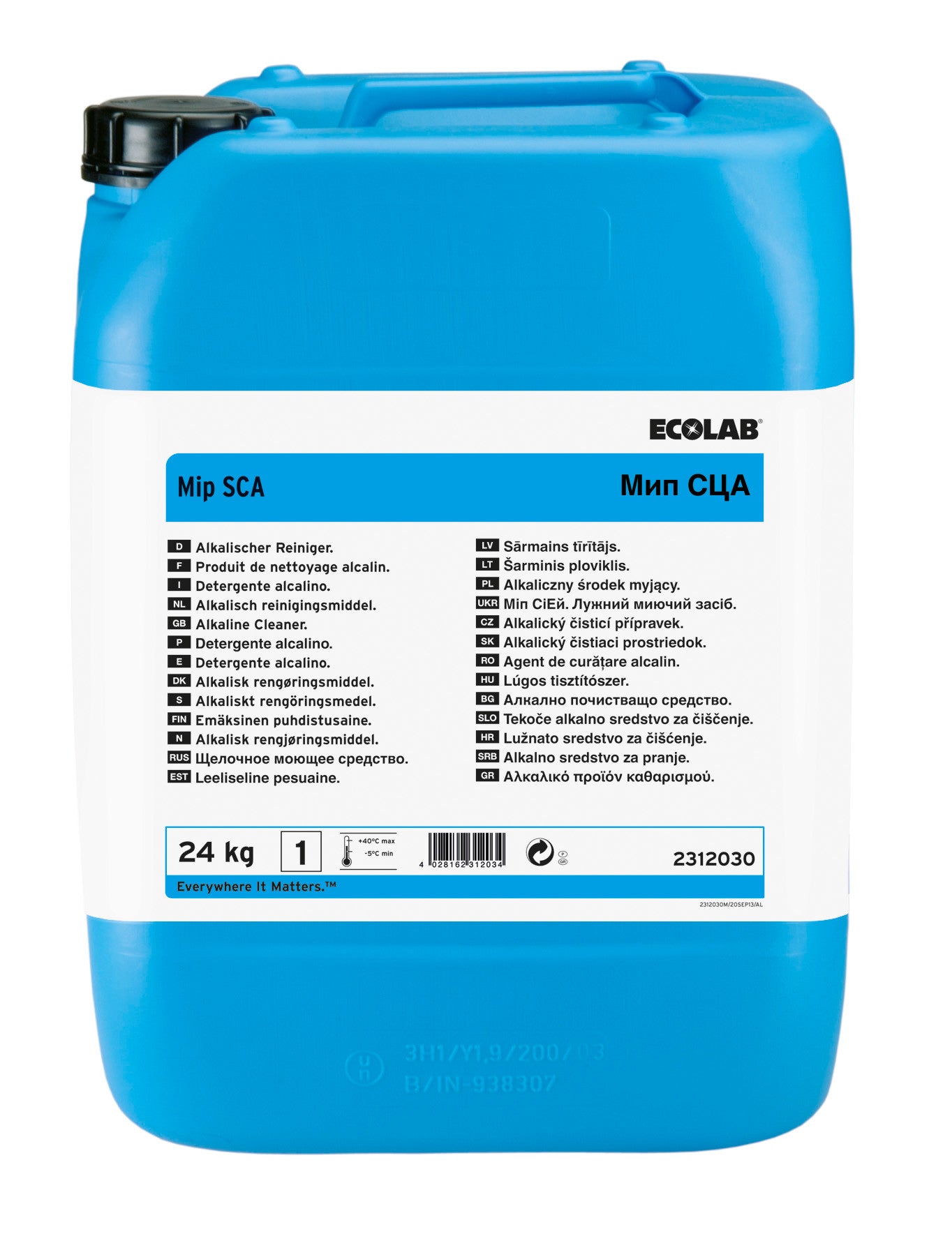Rengøring Ecolab flydende Mip SCA 24kg højalkalisk CIP til fødevareindustrien,24 kg/dnk