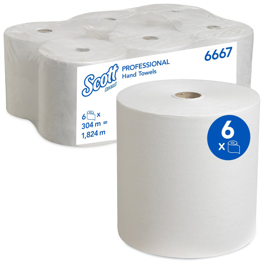 Håndklæderulle Scott Airflex 1-lag 304 m Hvid,6 rl/krt