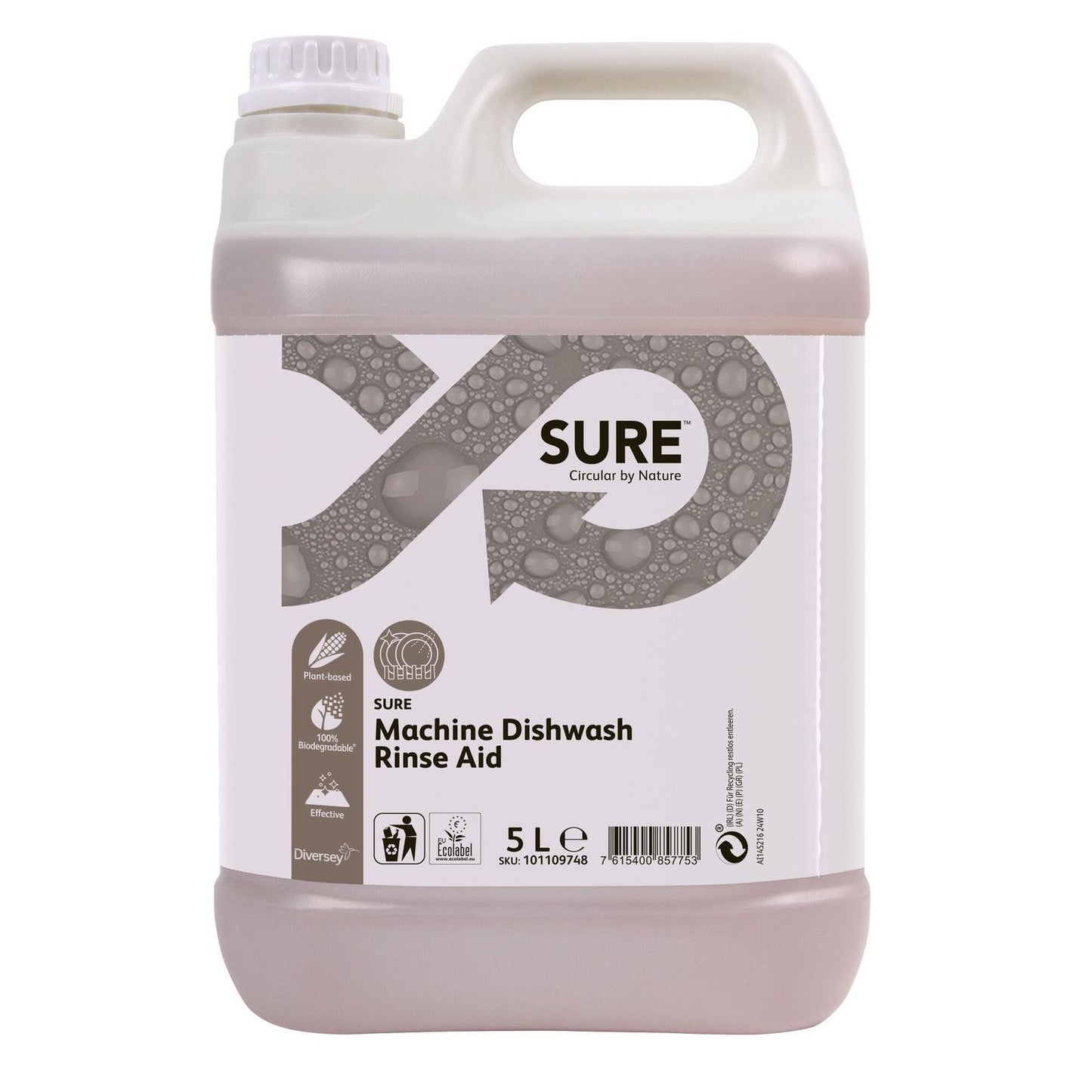 Maskinopvask Afspænding Sure Machine Dishwash Rinse Aid 5ltr Ecolabel Mid./Hårdt,5 ltr/dnk