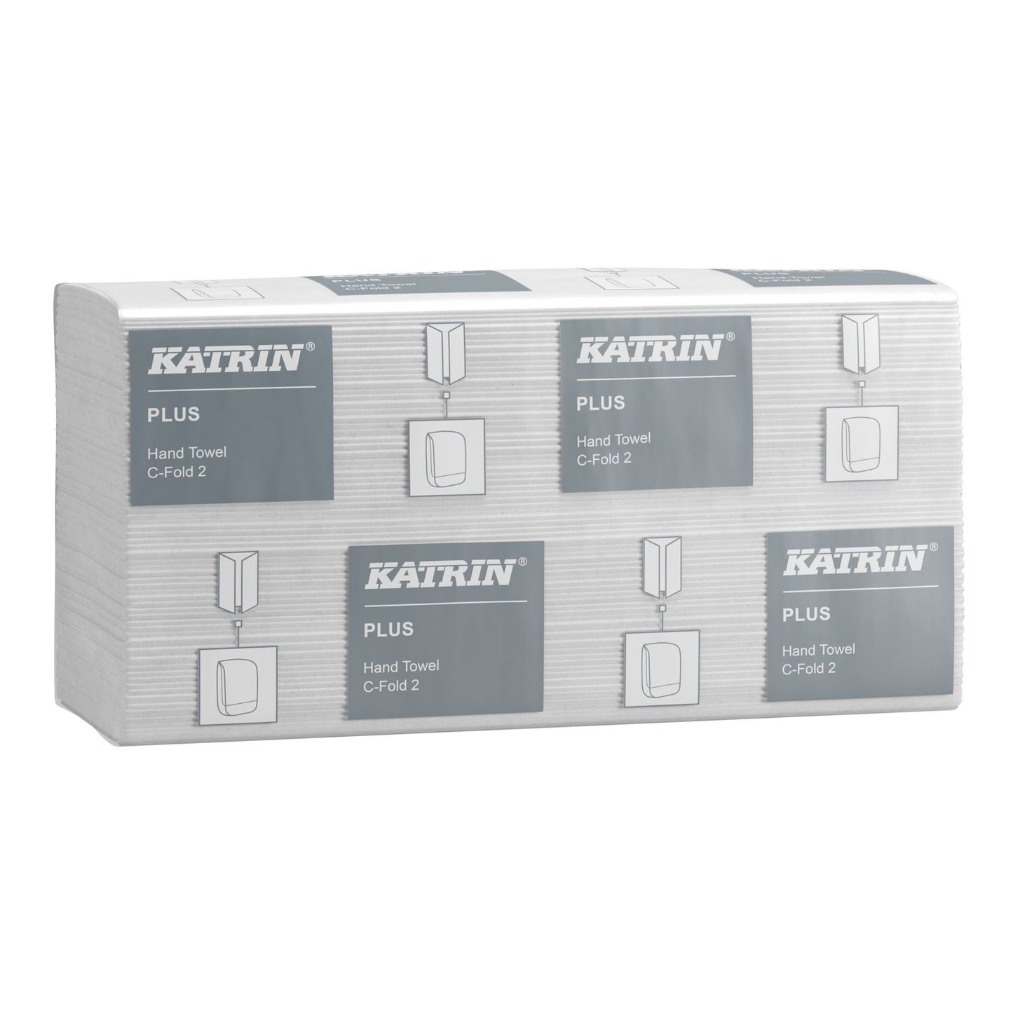 Håndklædeark Katrin Plus C-Fold 2-lag L33xB24xD9cm Nyfiber Hvid,16 pk x 100 stk/krt