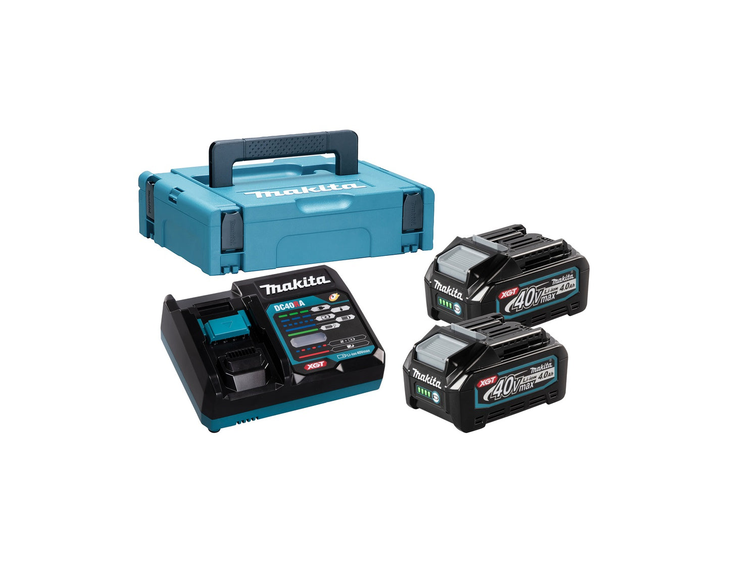 Batteripakke Makita XGT 40Vmax 4.0ah med 2 stk batterier/Enkelt lader/Kuffert,1 stk