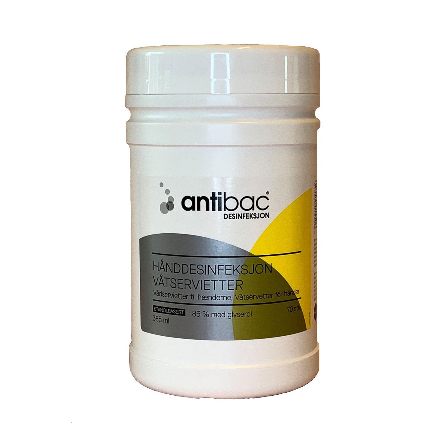 Hånddesinfektion Serviet Antibac med 85% ethanol/Glycerol uden Parfume Hvid,70 stk/ds