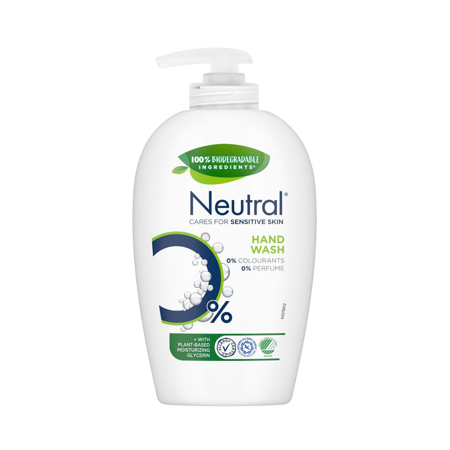 Cremesæbe Neutral Hand Wash 250ml Svanemærket/Allergimærket med Pumpe u. Parfume,6 stk x 250 ml/krt