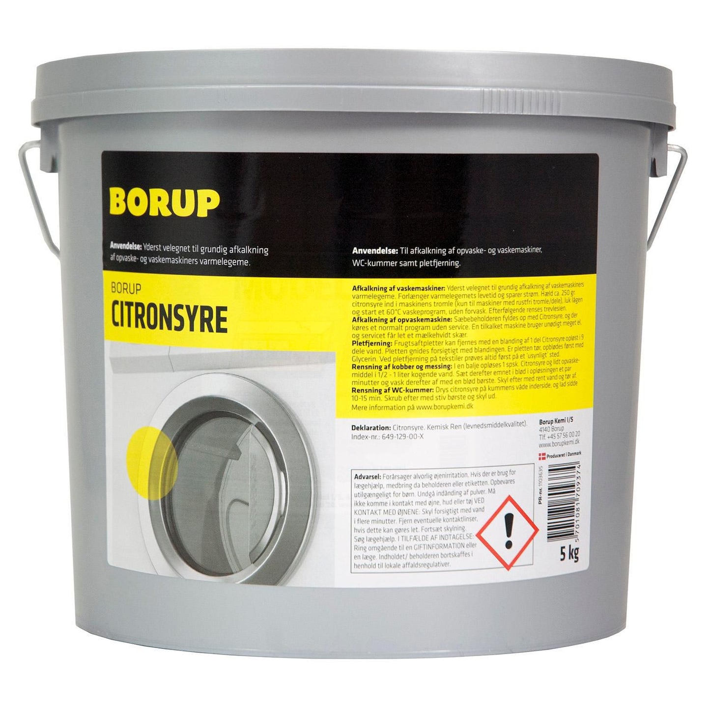 Afkalker Pulver Borup Citronsyre 5kg til opvaskemaskiner/vaskemaskiner,5 Kg/sp