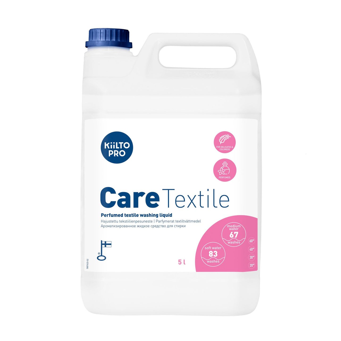Tøjvask Flydende Kiilto Pro Care Liquid Textile 5ltr med Parfume/Optisk hvidt,5 ltr/dnk