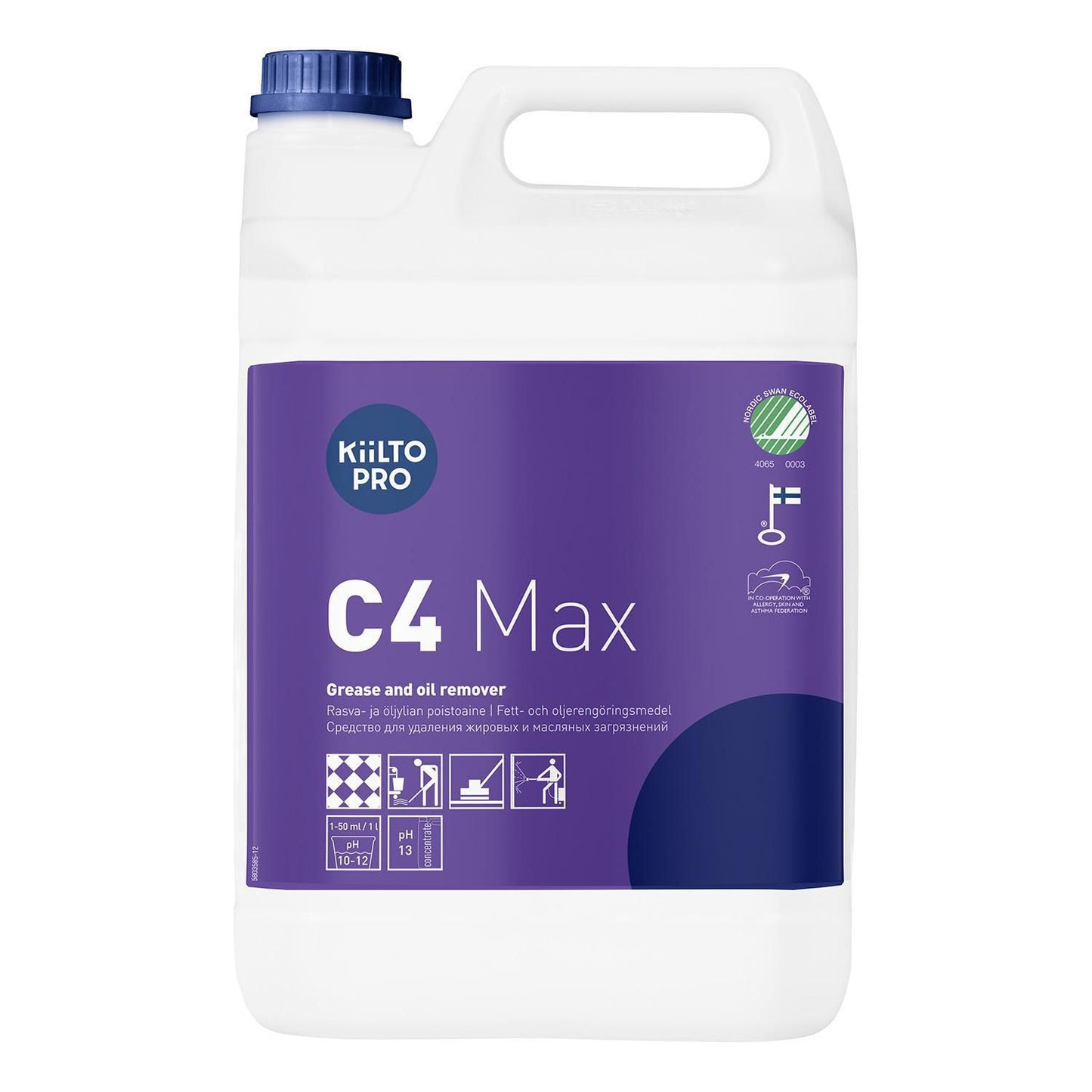 Grundrengøring Gulv Kiilto Pro C4 Max 5ltr Svanemærket u Parfume Man/Skum/Mask,5 ltr/dnk