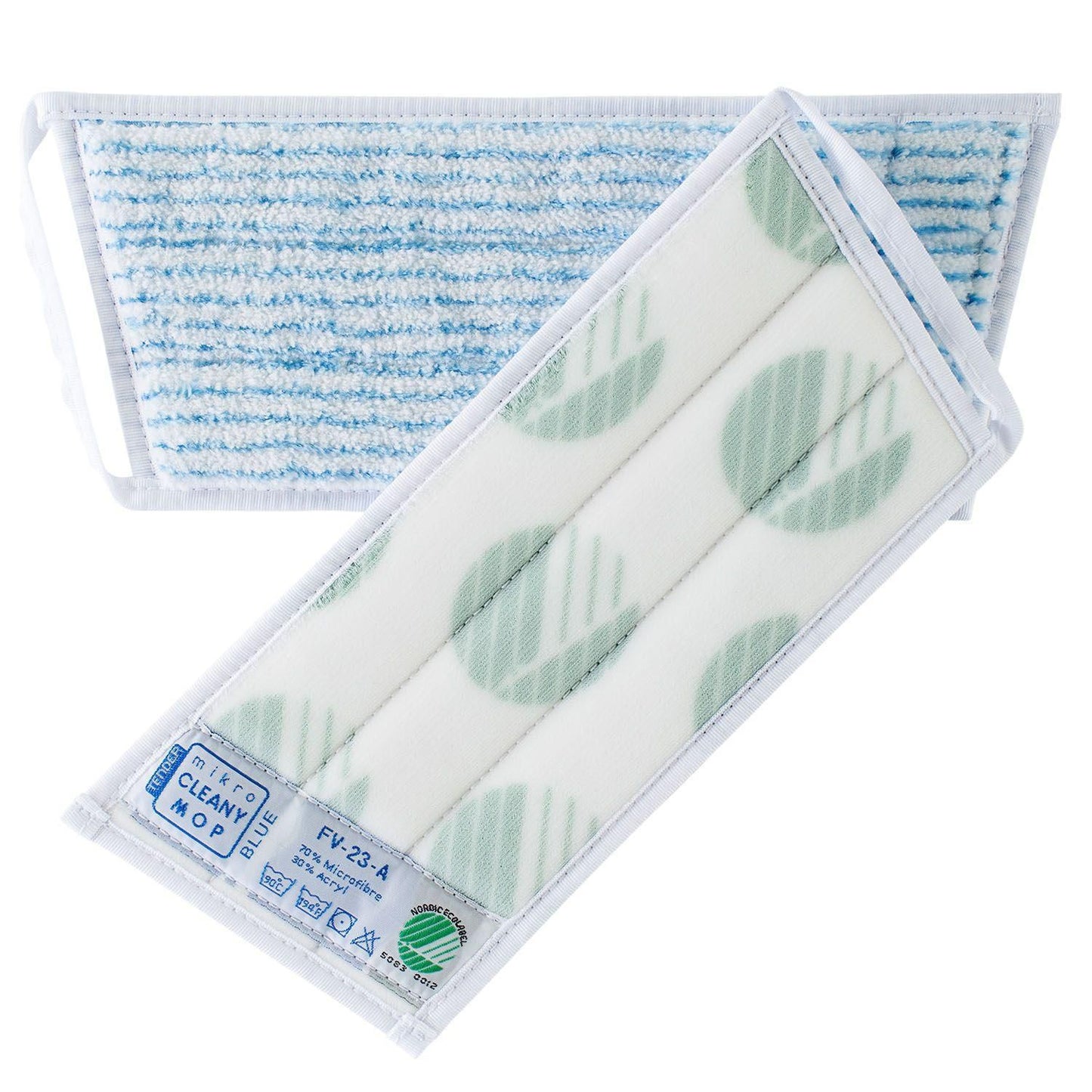Moppe Velcro Mikro Cleany Mop Active Fibres 25cm Svanemærket Hvid/Blå Tør/Våd,1 stk