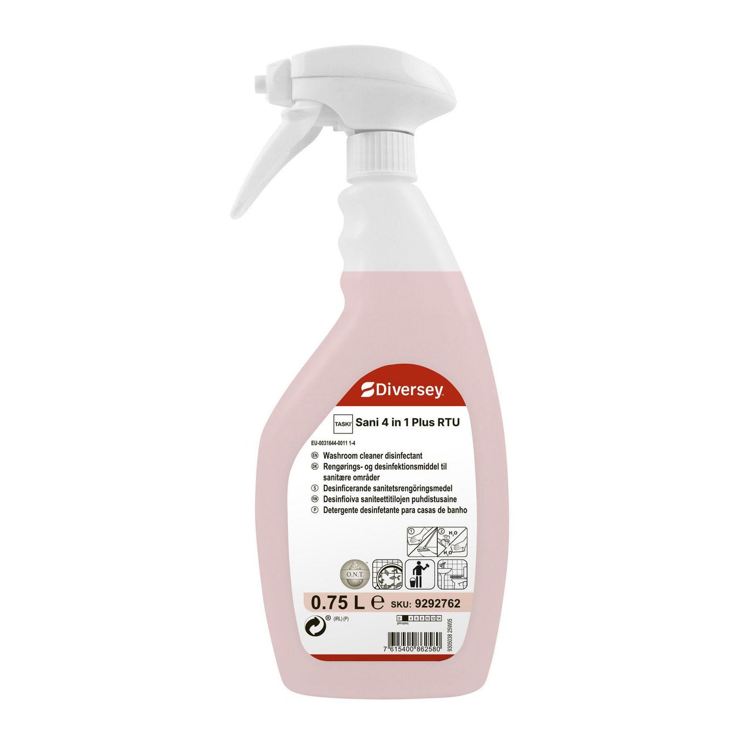Sanitetsrengøring Surt Taski Sani 4 in 1 Plus RTU 750ml med Parfume/Lugtfjerner,750 ml/fl