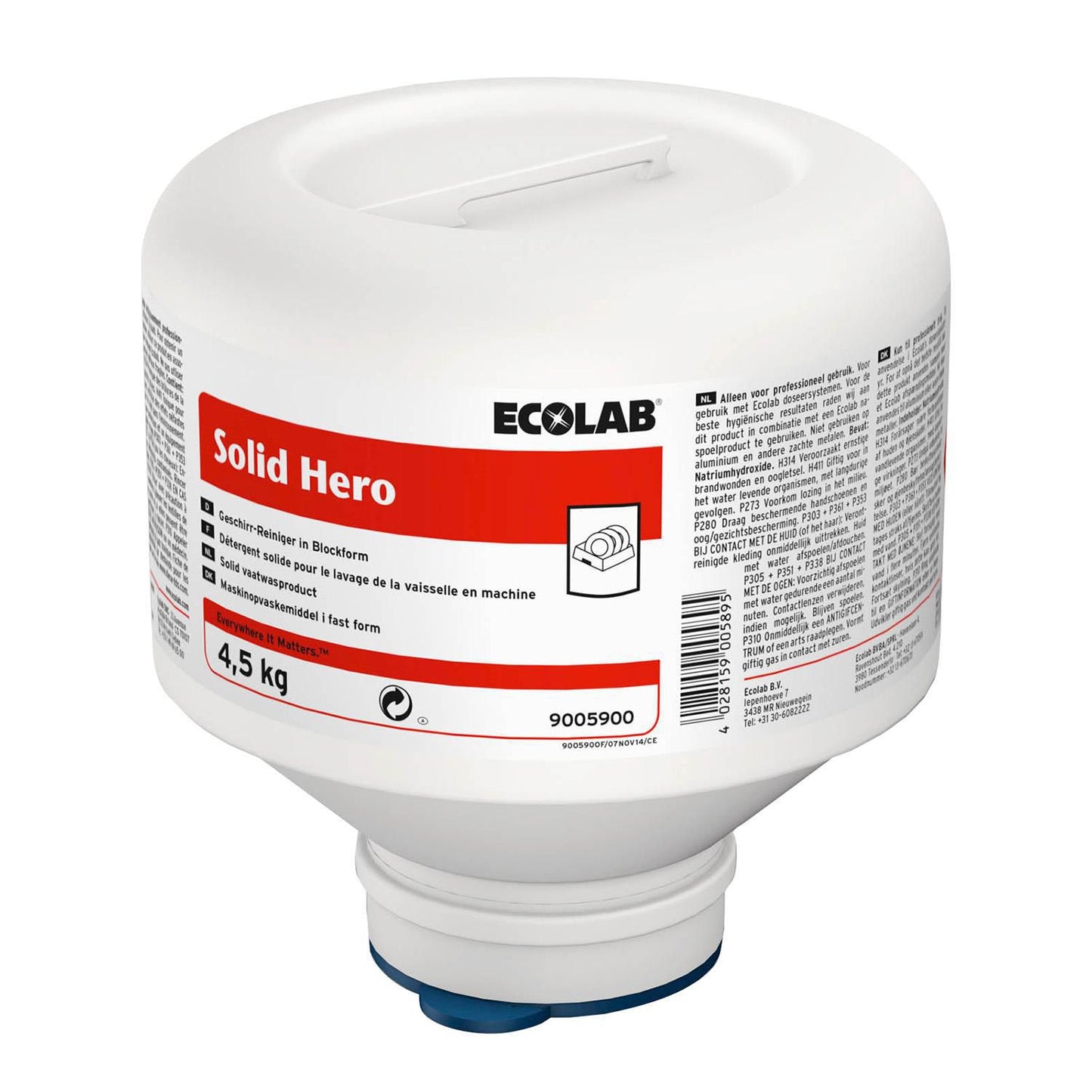 Maskinopvask Anlæg Fast Solid Hero 4.5kg med Klor Hårdt til belægninger,4 stk x 4.5 kg/krt