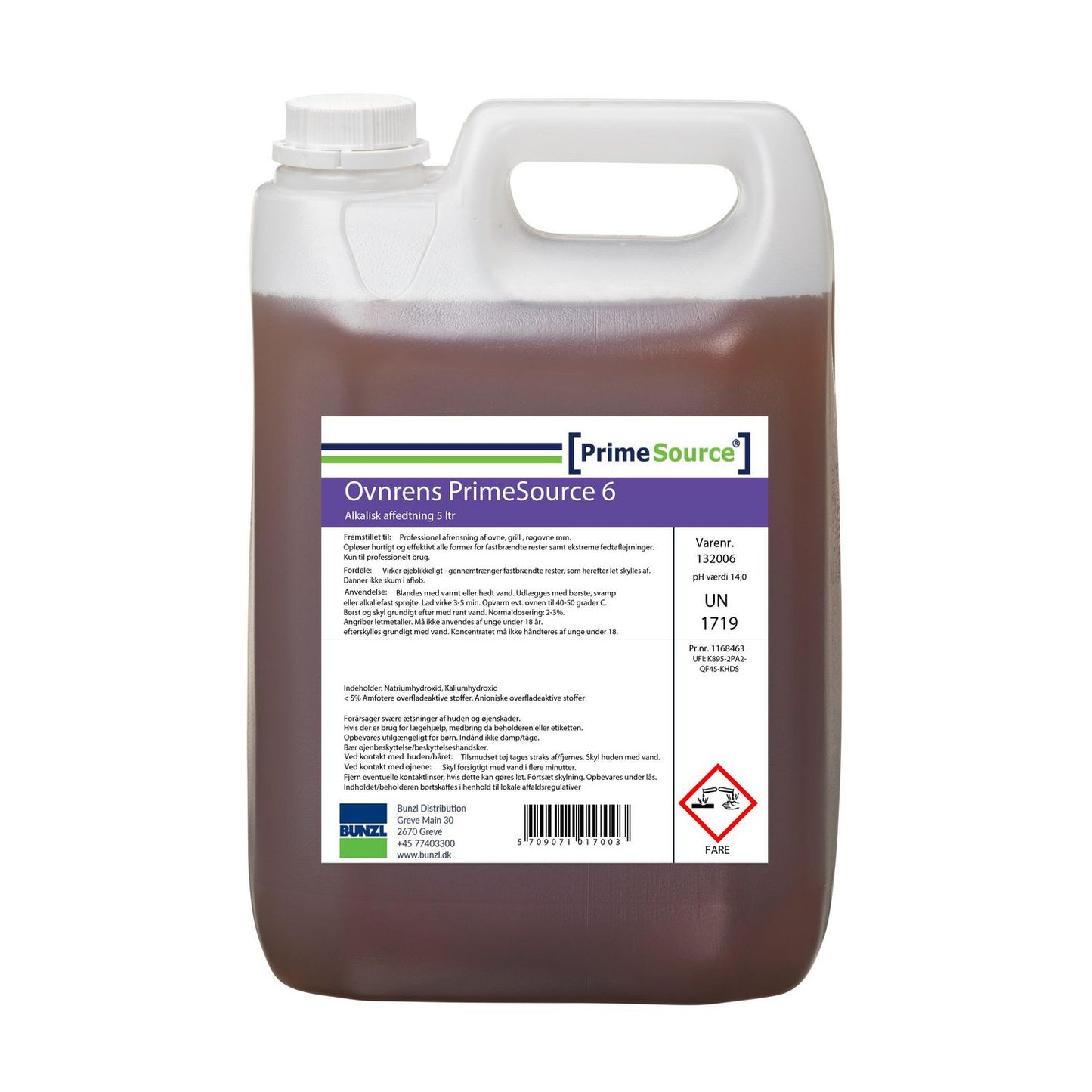 Ovnrengøring Flydende Prime Source Ovnrens 6 5ltr Alkalisk til industri ovne,5 ltr/dnk
