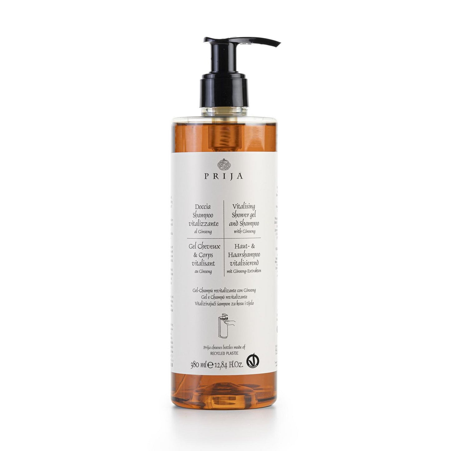 Shampoo Prija Ginseng 380ml med Parfume/Pumpe,18 stk x 380 ml/krt